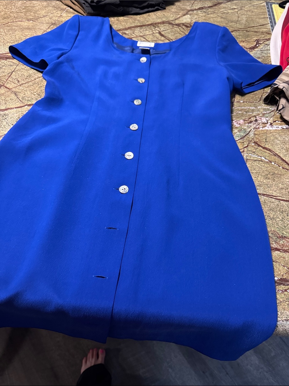 Preview Collection Bold Cobalt Blue Button-Front Short Sleeve Dress